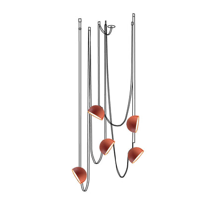 Belts Combination Canvas Pendant Light 5 heads Dia 39.4″ x H 59″ / Dia 100cm x H 150cm / Orange / Red Canvas Warm White