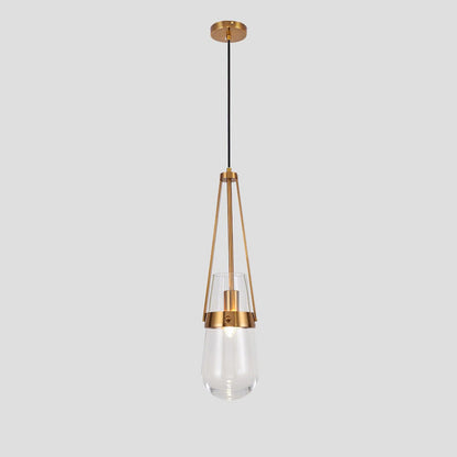 Poble Glass Pendant Light ? 4.7″ x H 19.7″ / Dia 12cm x H 50cm / Gold & Transparent Pendant light