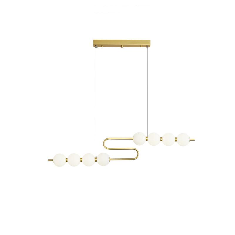 Pearl Chain Pendant Lamp Dia 31.9″ x H 11.8″ / Dia 81cm x H 30cm / Brass & White / Warm Light Pendant light