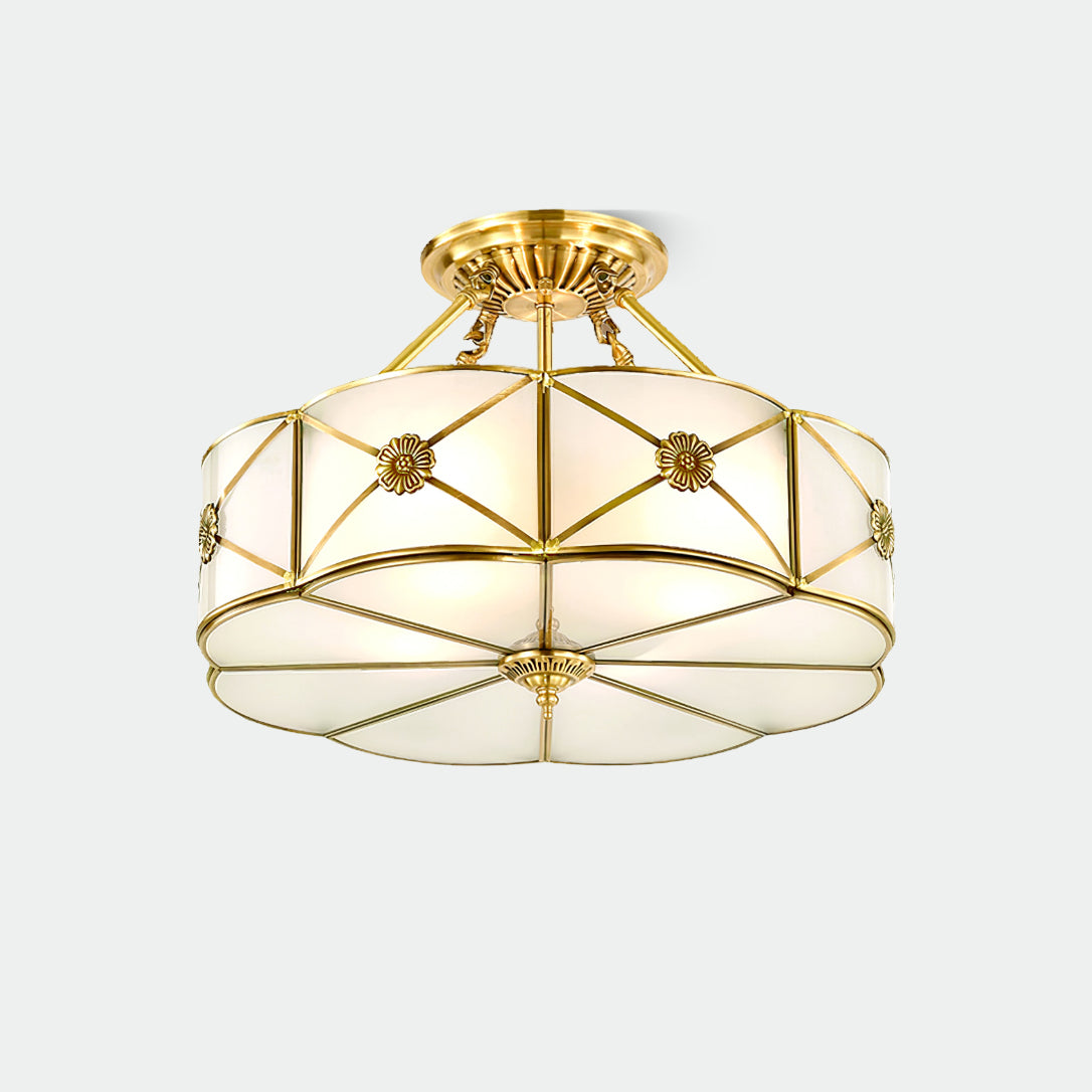 Preston Ceiling Lamp Dia 17.7″ x H 11.8″ / Dia 45cm x H 30cm / Brass & White Ceiling lamp