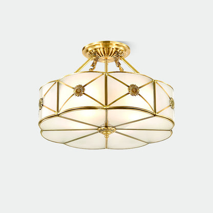 Preston Ceiling Lamp Dia 17.7″ x H 11.8″ / Dia 45cm x H 30cm / Brass & White Ceiling lamp