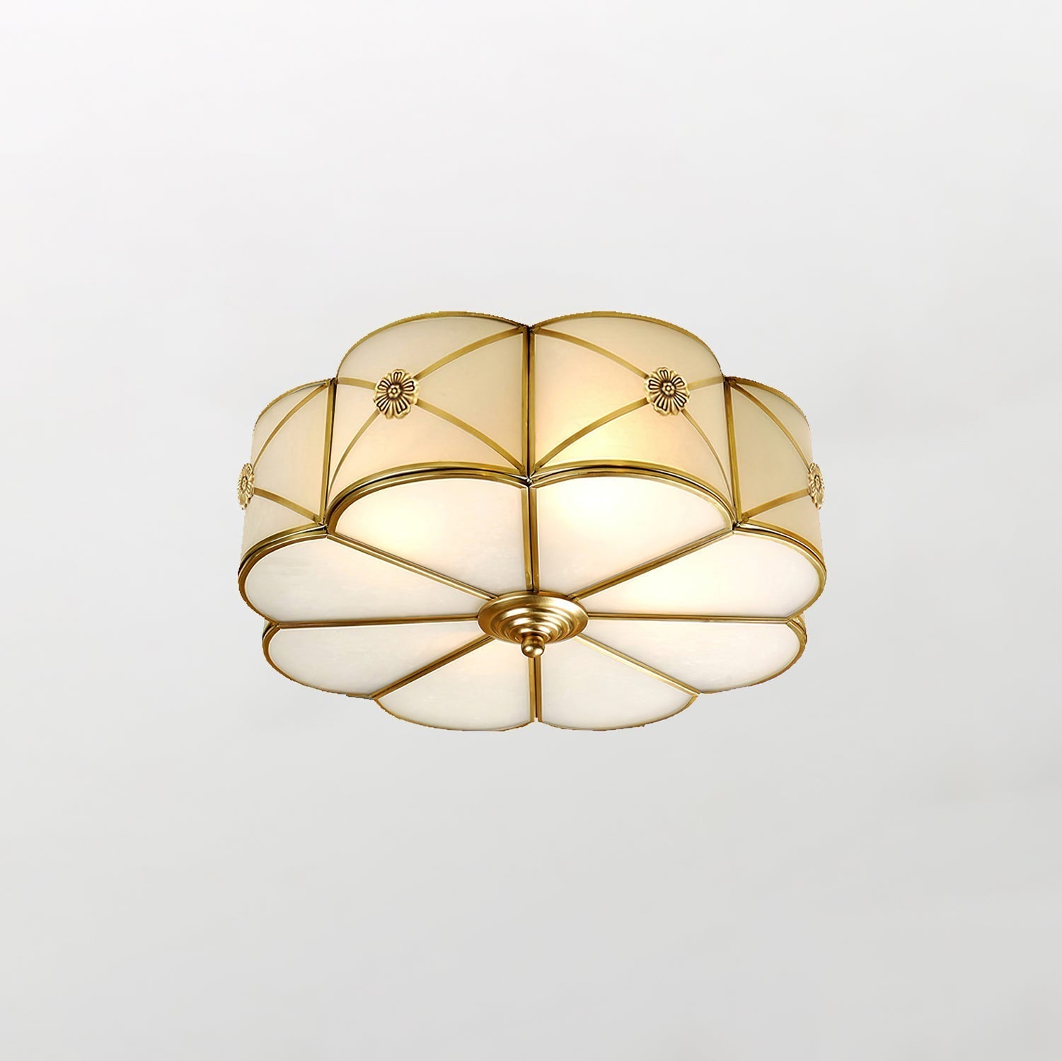 Preston Ceiling Lamp Dia 17.7″ x H 5.9″ / Dia 45cm x H 15cm / Brass & White Ceiling lamp