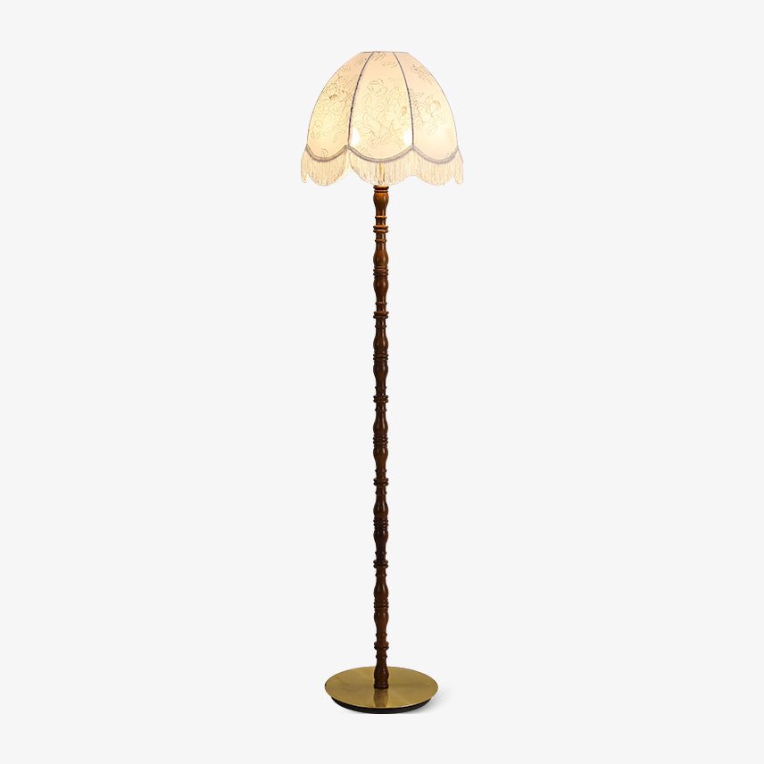 Printed Tassel Floor Lamp ? 15.7″ x H 65″ / Walnut Color & White / US Plug Floor lamp