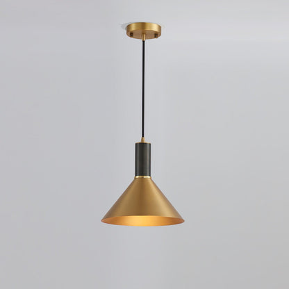 Cone Pendant Lamp Dia 9.4″ x H 7.9″ / Dia 24cm x H 20cm / Brass & Black Pendant light