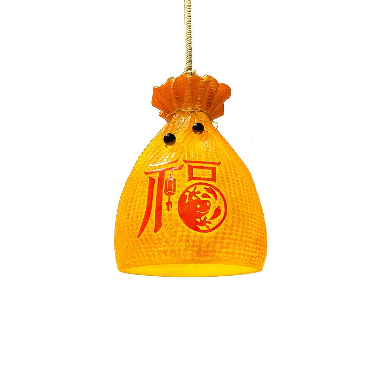 Prosperity Pouch Resin Pendant Lamp Model C Dia 9.1″ x H 12.2″ / Dia 23cm x H 31cm / Orange Pendant light