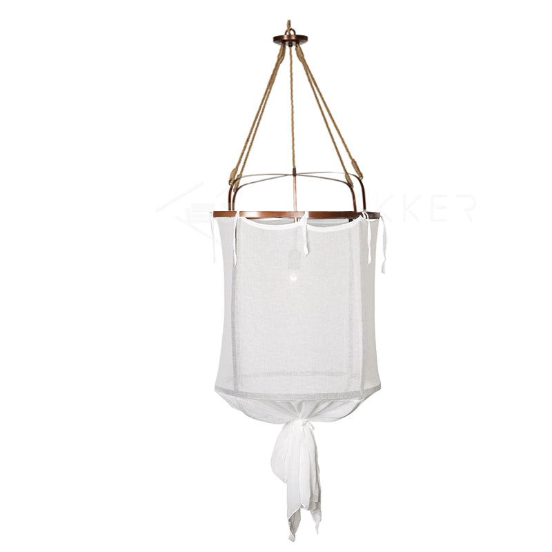 Provence Linen Pendant Light ? 13.8″ x H 19.7″ / Dia 35cm x H 50cm / Copper & White Pendant light