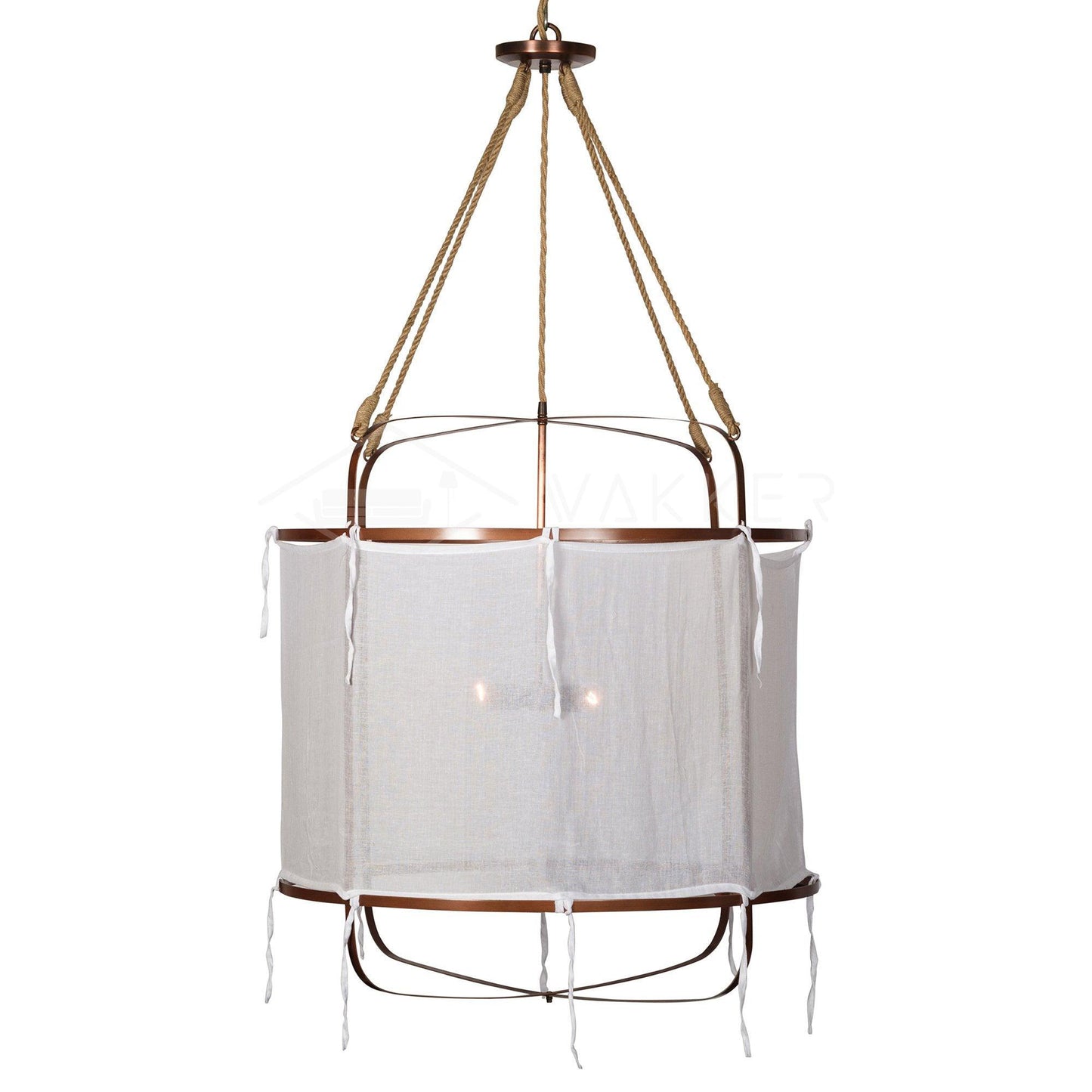 Provence Linen Pendant Light ? 15.7″ x H 15.7″ / Dia 40cm x H 40cm / Copper & White Pendant light