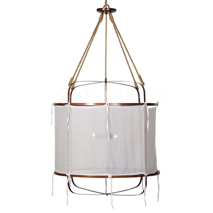Provence Linen Pendant Light ? 15.7″ x H 15.7″ / Dia 40cm x H 40cm / Copper & White Pendant light