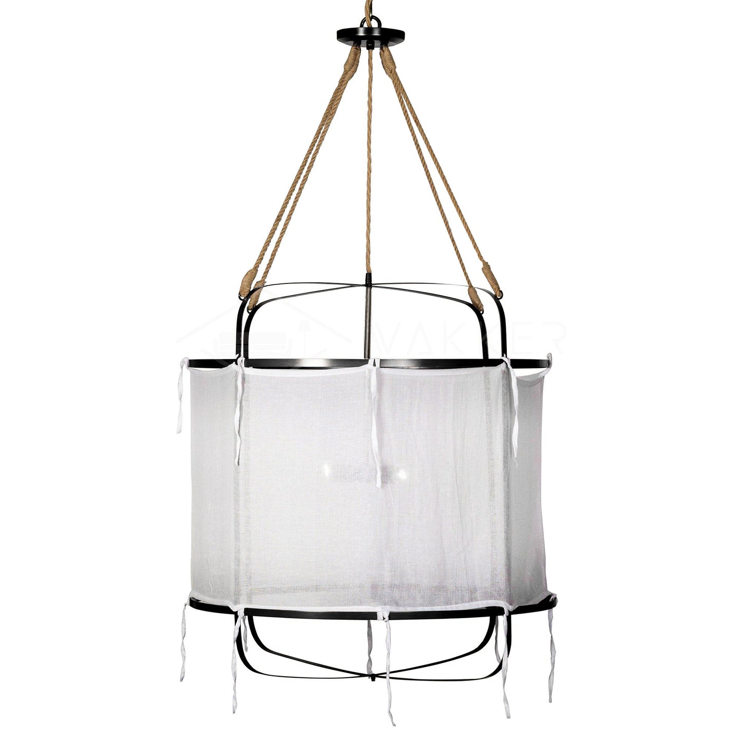 Provence Linen Pendant Light ? 15.7″ x H 15.7″ / Dia 40cm x H 40cm / Black & White Pendant light