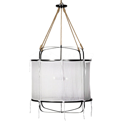 Provence Linen Pendant Light ? 15.7″ x H 15.7″ / Dia 40cm x H 40cm / Black & White Pendant light