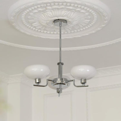 Puja Chandeliers 3 heads Dia 21.7″ x H 9.4″ / Dia 55cm x H 24cm / Chrome + White Chandelier