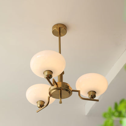Puja Chandeliers 3 heads Dia 21.7″ x H 9.4″ / Dia 55cm x H 24cm / Copper plating + Beige Chandelier