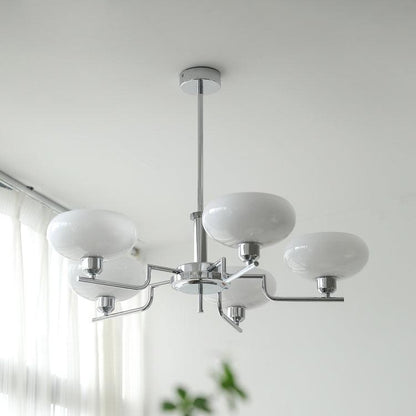 Puja Chandeliers 5 heads Dia 29.5″ x H 9.4″ / Dia 75cm x H 24cm / Chrome + White Chandelier