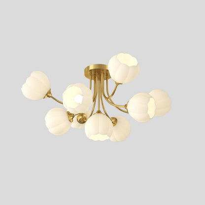 Pumpkin Brass Ceiling Lamp 9 heads ? 31.5″ x H 14.6″ / Dia 80cm x H 37cm / Brass & White Ceiling lamp