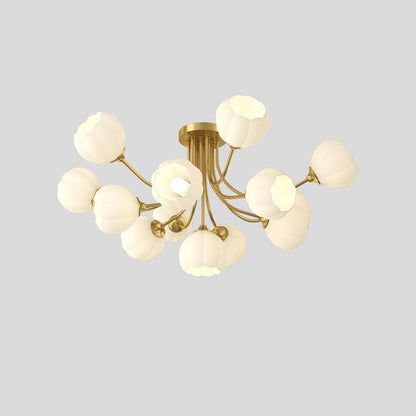 Pumpkin Brass Ceiling Lamp 13 heads ? 37.4″ x H 17.7″ / Dia 95cm x H 45cm / Brass & White Ceiling lamp