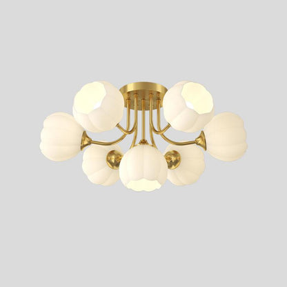 Pumpkin Brass Ceiling Lamp 7 heads ? 24″ x H 11.8″ / Dia 61cm x H 30cm / Brass & White Ceiling lamp