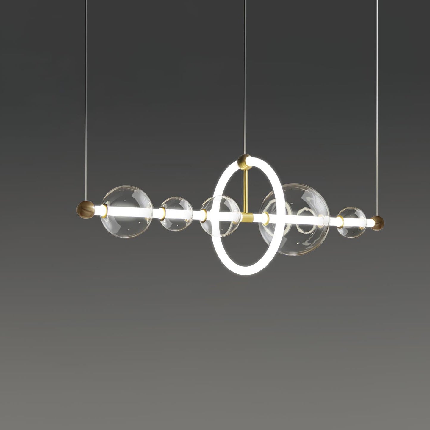 Puppet Pendant Light L 90cm x W 30cm x H 30cm / L 35.4″ x W 11.8″ x H 11.8″ / Gold + Clear / Warm Light Pendant light