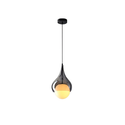 Quartet of Light Glass Pendant Series Model A Dia 7.9″ x H 13.4″ / Dia 20cm x H 34cm / Three-Color Changing Light / Black