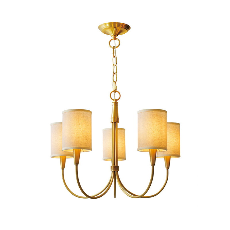 Quincy Chandelier 5 Heads ? 24.4″ x H 19.7″/ Dia 62cm x H 50cm / Brass & White Chandelier