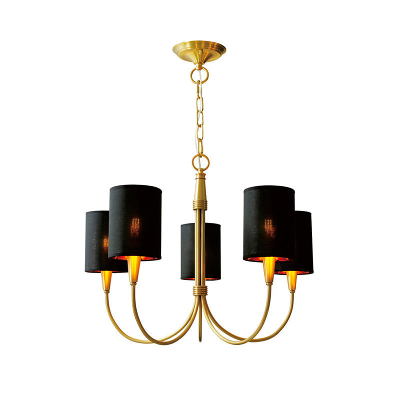 Quincy Chandelier 5 Heads ? 24.4″ x H 19.7″/ Dia 62cm x H 50cm / Brass & Black Chandelier