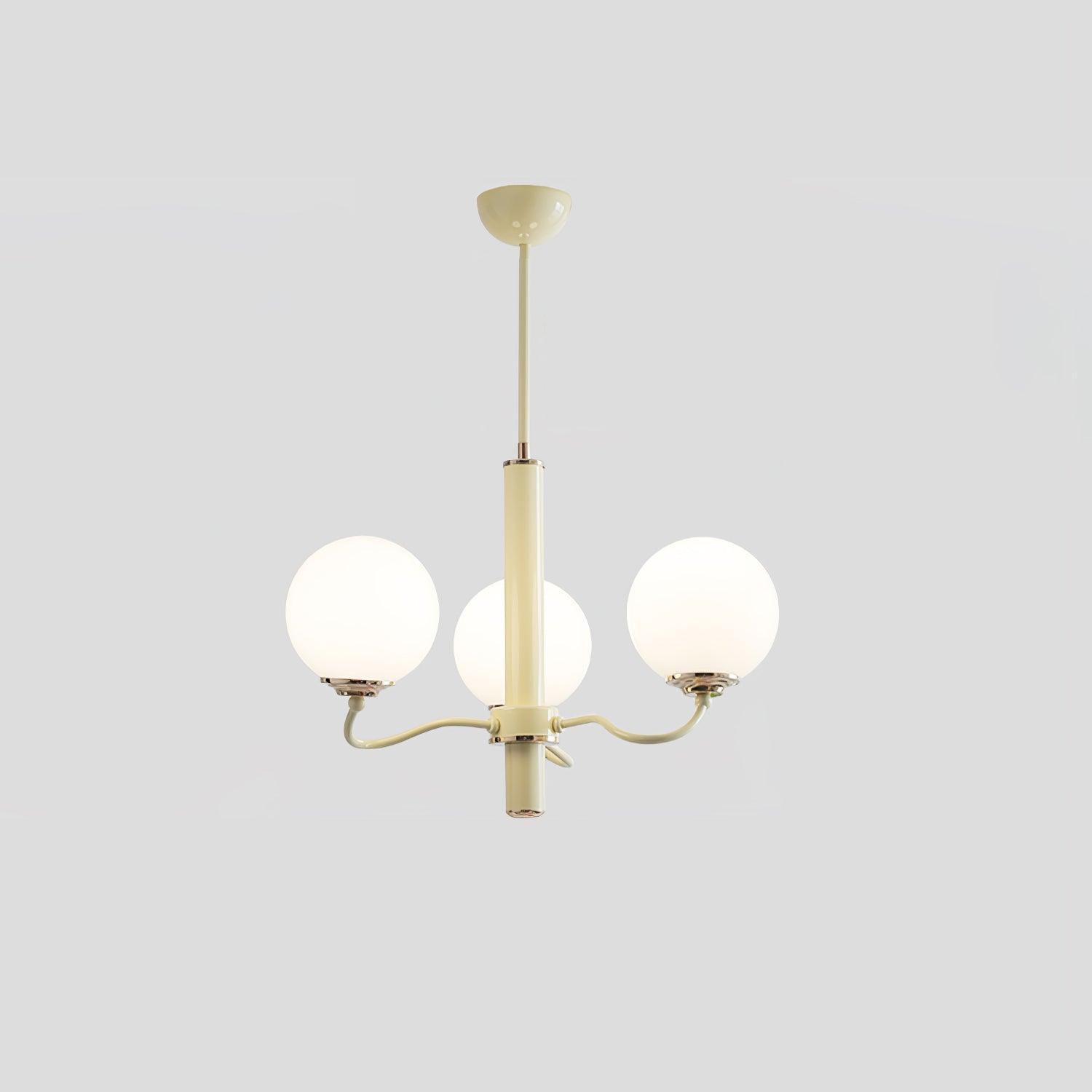 Radiant Globe Chandelier 3 heads ? 20.9″ x H 15″ / Dia 53cm x H 38cm / Creamy yellow & White Chandelier