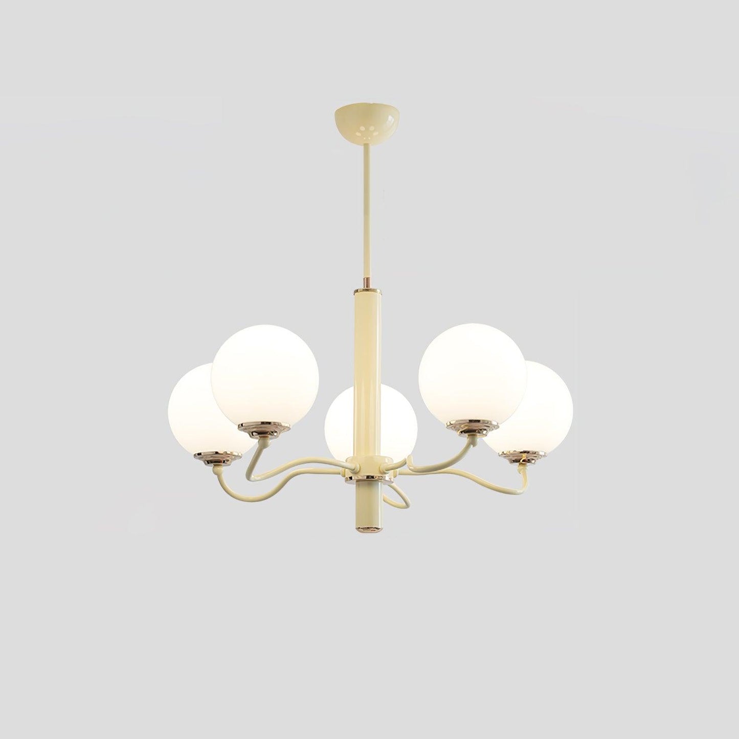 Radiant Globe Chandelier 6 heads ? 24.4″ x H 15″ / Dia 62cm x H 38cm / Creamy yellow & White Chandelier