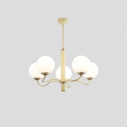 Radiant Globe Chandelier 6 heads ? 24.4″ x H 15″ / Dia 62cm x H 38cm / Creamy yellow & White Chandelier