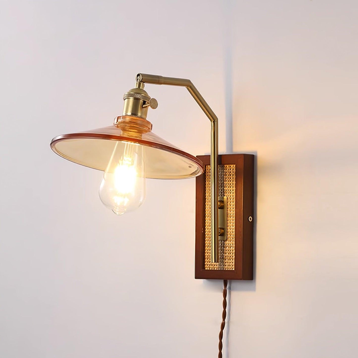 Rafi Wall Lamp Model C Dia 8.2″ x H 13.7″/ Dia 21cm x H 35cm / Brass / US Plug Wall lamp