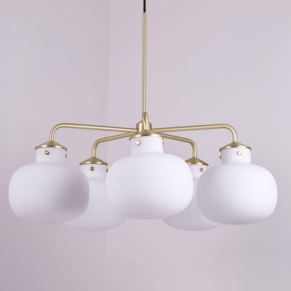 Raito Pendant Lamp 5 heads Dia 26.4″ x H 7.9″ / Dia 67cm x H 20cm / Gold & White Pendant light