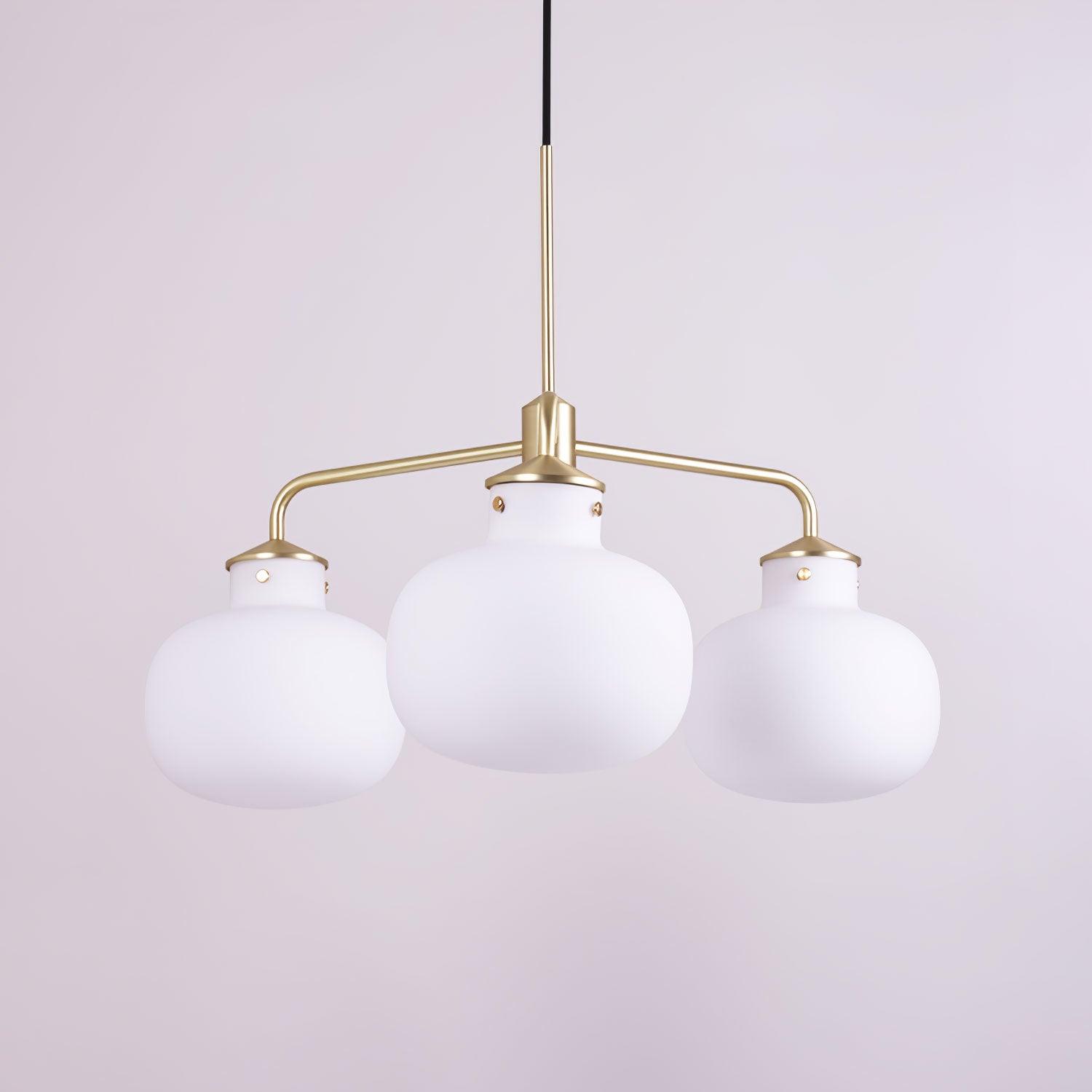Raito Pendant Lamp 3 heads Dia 22.4″ x H 7.9″ / Dia 57cm x H 20cm / Gold & White Pendant light