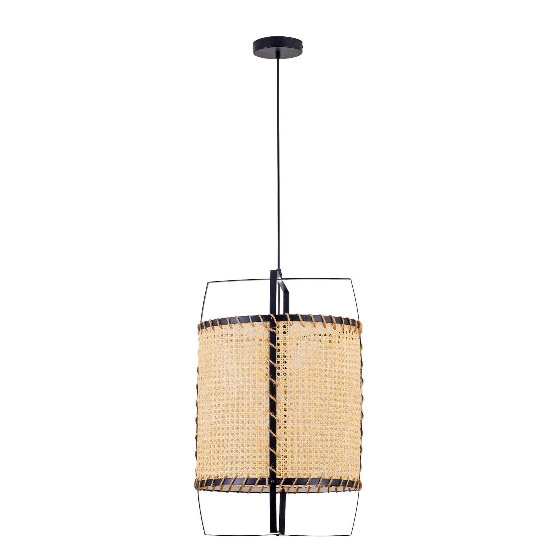 Rattan Cane Pendant Light Dia 15.8″ x H 23.6″ / Dia 40cm x H 60cm / Black Pendant light