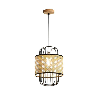 Rattan Aru Pendant Lamp Dia 15.7″ x H 19.7″ / Dia 40cm x H 50cm / Natural rattan & Black Pendant light