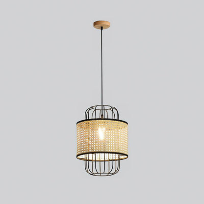 Rattan Aru Pendant Lamp Dia 11.8″ x H 15.7″ / Dia 30cm x H 40cm / Natural rattan & Black Pendant light