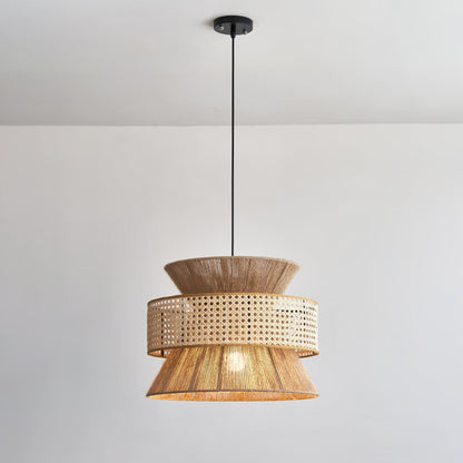 Rattan Bamboo Pendant Lamp ? 23.6″ x H 17.7″ / Dia 80cm x H 55cm / Nature rattan color & Nature bamboo color Pendant