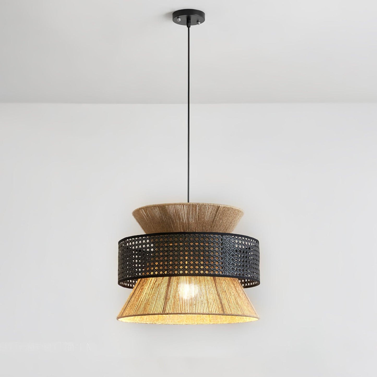 Rattan Bamboo Pendant Lamp ? 15″ x H 11.8″ / Dia 30cm x H 23cm / Nature rattan color & Black bamboo color Pendant light