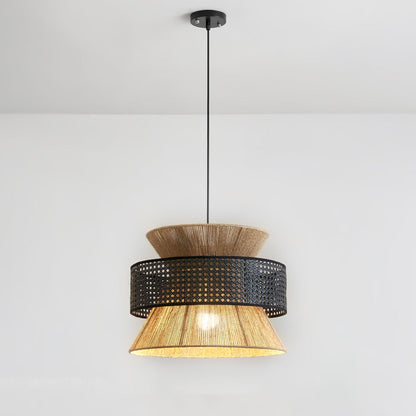 Rattan Bamboo Pendant Lamp ? 15″ x H 11.8″ / Dia 30cm x H 23cm / Nature rattan color & Black bamboo color Pendant light