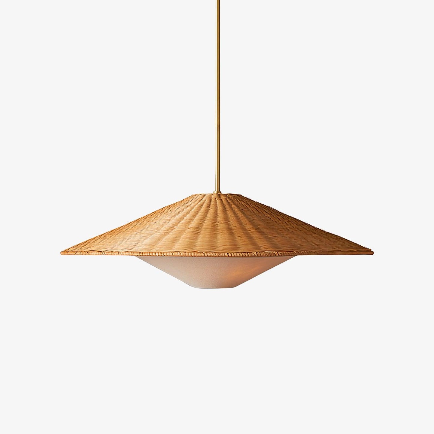 Rattan Hat Pendant Light Dia 27.6″ x H 7.9″ / Dia 70cm x H 20cm / Natural rattan & Gold Pendant light