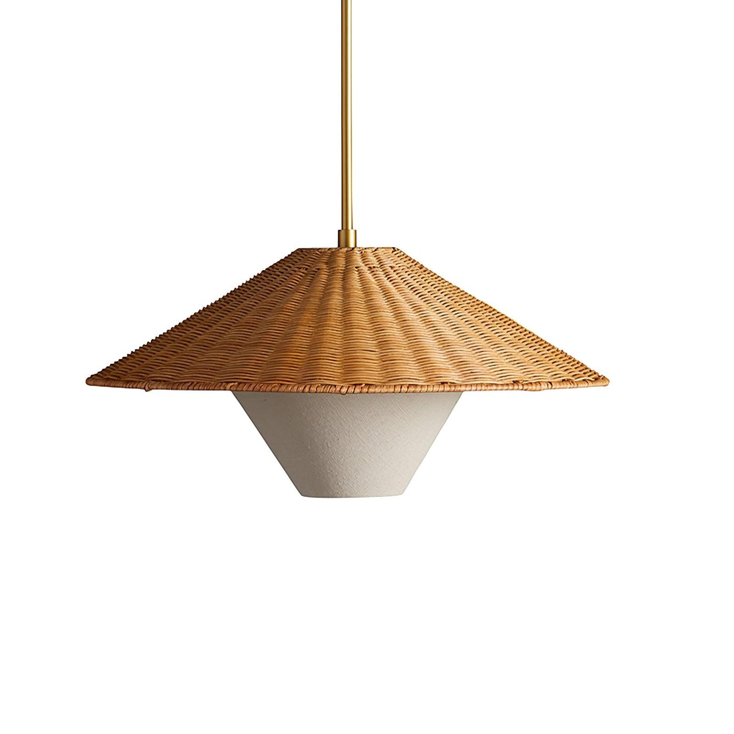 Rattan Hat Pendant Light Dia 19.7″ x H 9.8″ / Dia 50cm x H 25cm / Natural rattan & Gold Pendant light