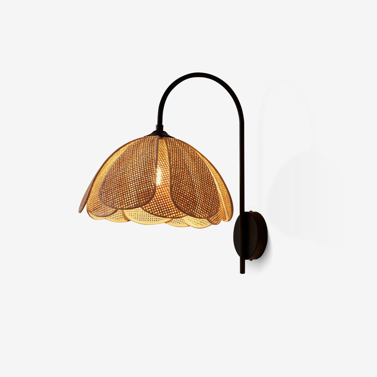 Rattan Petal Wall Lamp Dia 11.8″ x H 16.1″ / Dia 30cm x H 41cm / Nature rattan color & Black Wall lamp