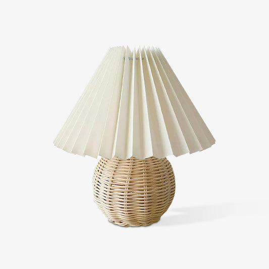 Rattan Pleated Built-in Battery Table lamp Dia 9.4″ x H 11″ / Dia 24cm x H 28cm / White 灯具