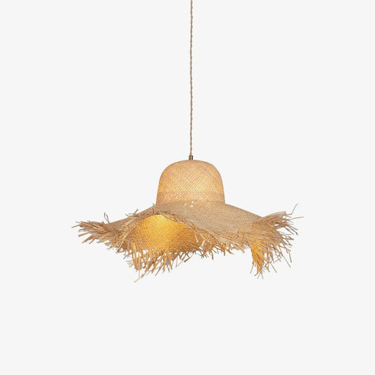 Rattan Straw Hat Pendant Light Dia 20.5″ x H 14.2″ / Dia 52cm x H 36cm / Natural rattan Pendant light