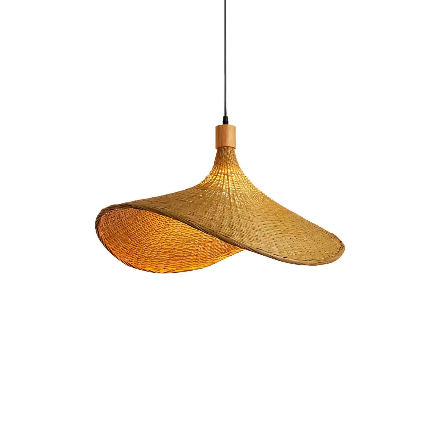 Rattan Weave Hat Pendant Light Dia 13.7″ x H 11.8″ / Natural rattan pendant Lamp