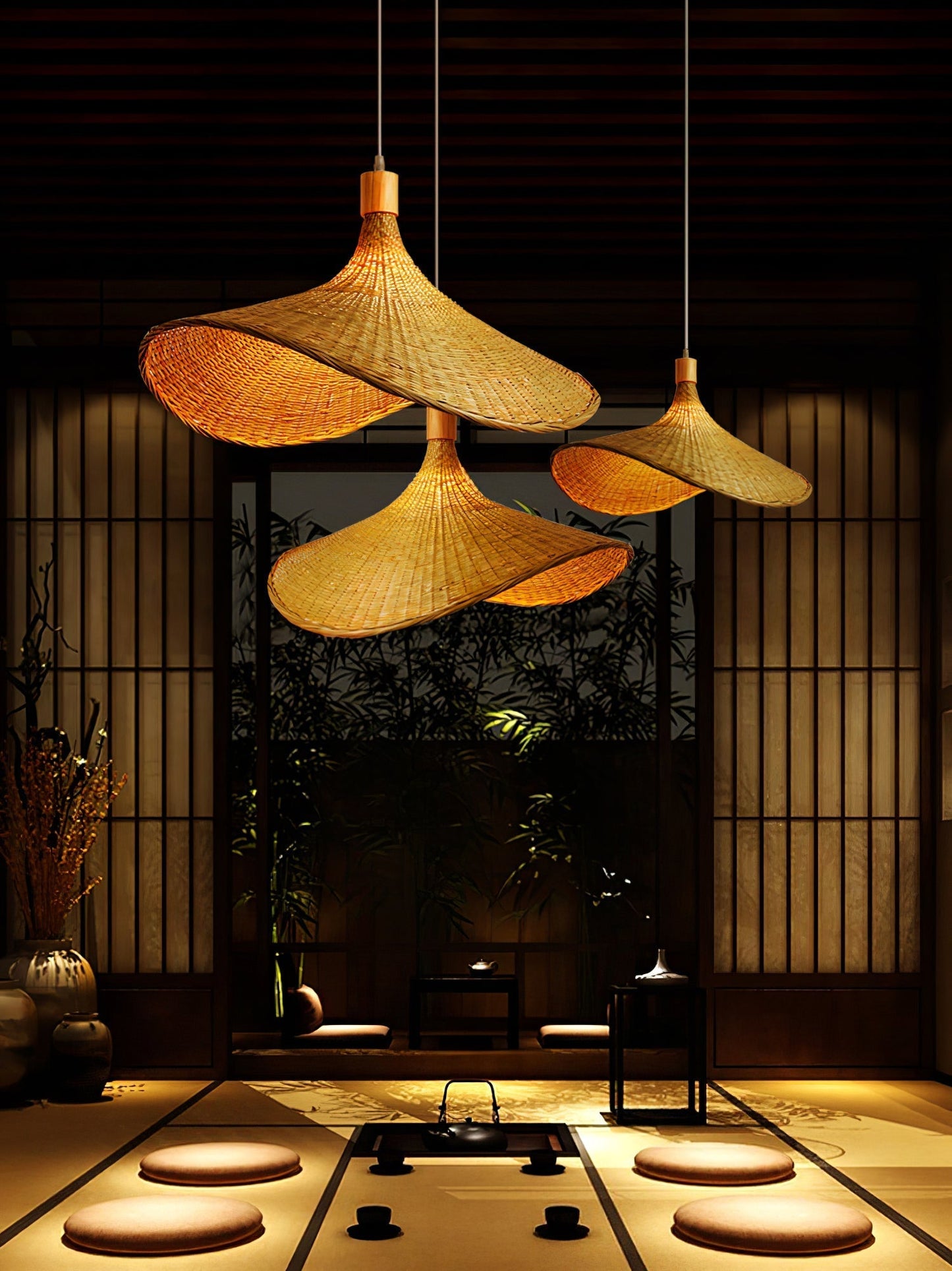 Rattan Weave Hat Pendant Light pendant Lamp