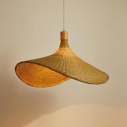 Rattan Weave Hat Pendant Light Dia 19.6″ x H 11.8″ / Natural rattan pendant Lamp
