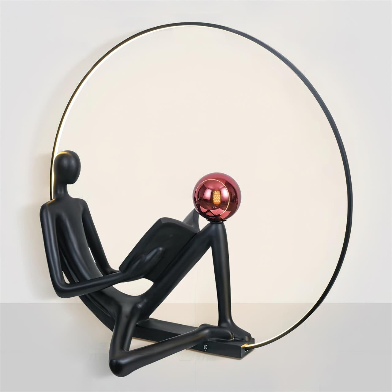 Reader Sculpture Floor Lamp Dia 51.1″ x H 51.1″ / Dia 130cm x H 130cm / Black / US Plug Floor lamp