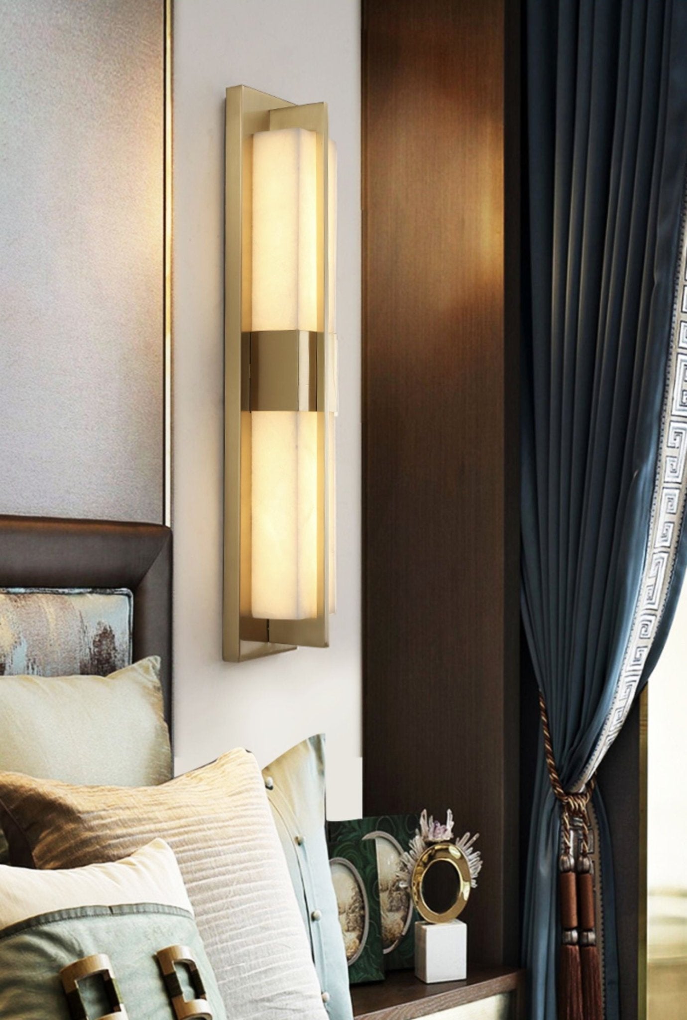 Rectangular Alabaster Brass Wall Sconce Wall lamp