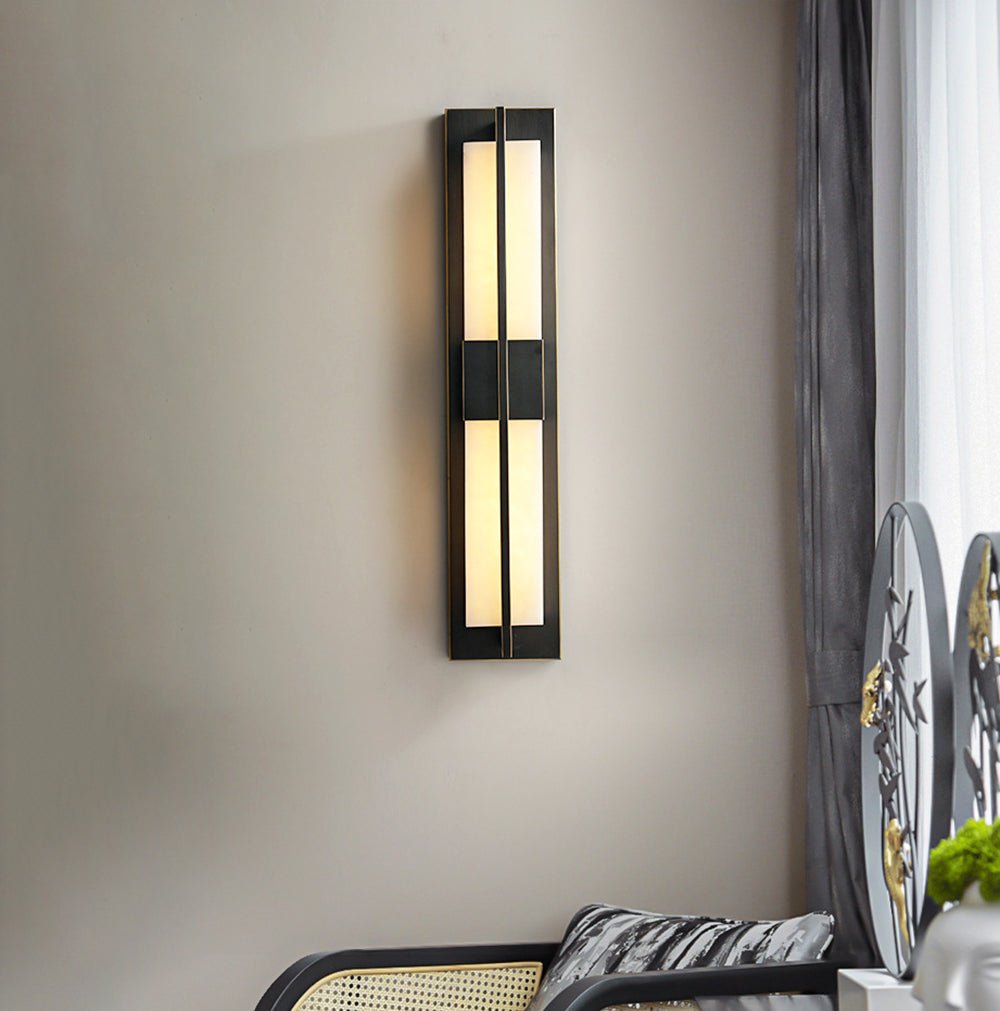 Rectangular Alabaster Brass Wall Sconce Wall lamp