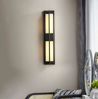 Rectangular Alabaster Brass Wall Sconce Wall lamp