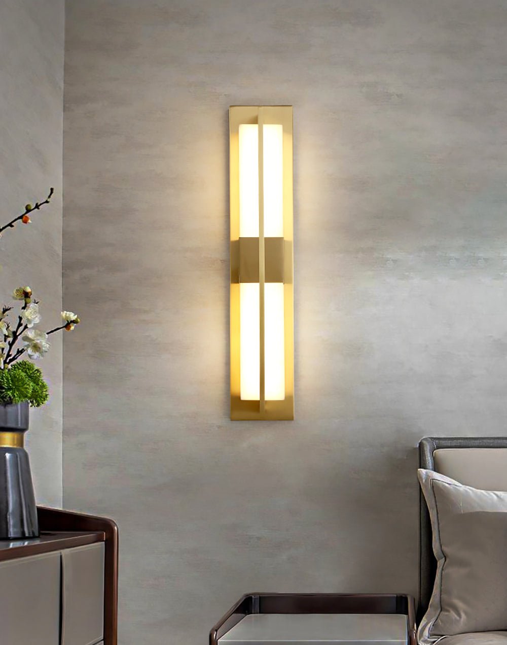 Rectangular Alabaster Brass Wall Sconce Wall lamp