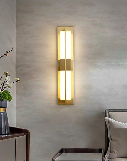 Rectangular Alabaster Brass Wall Sconce Wall lamp